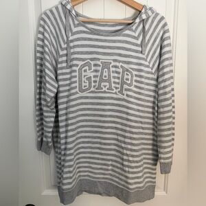 GAP Gray Striped Women's Hooded Sweater